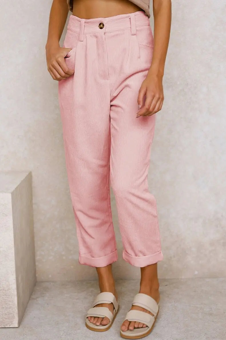 Shaniya™ | High-Waisted Corduroy Pants