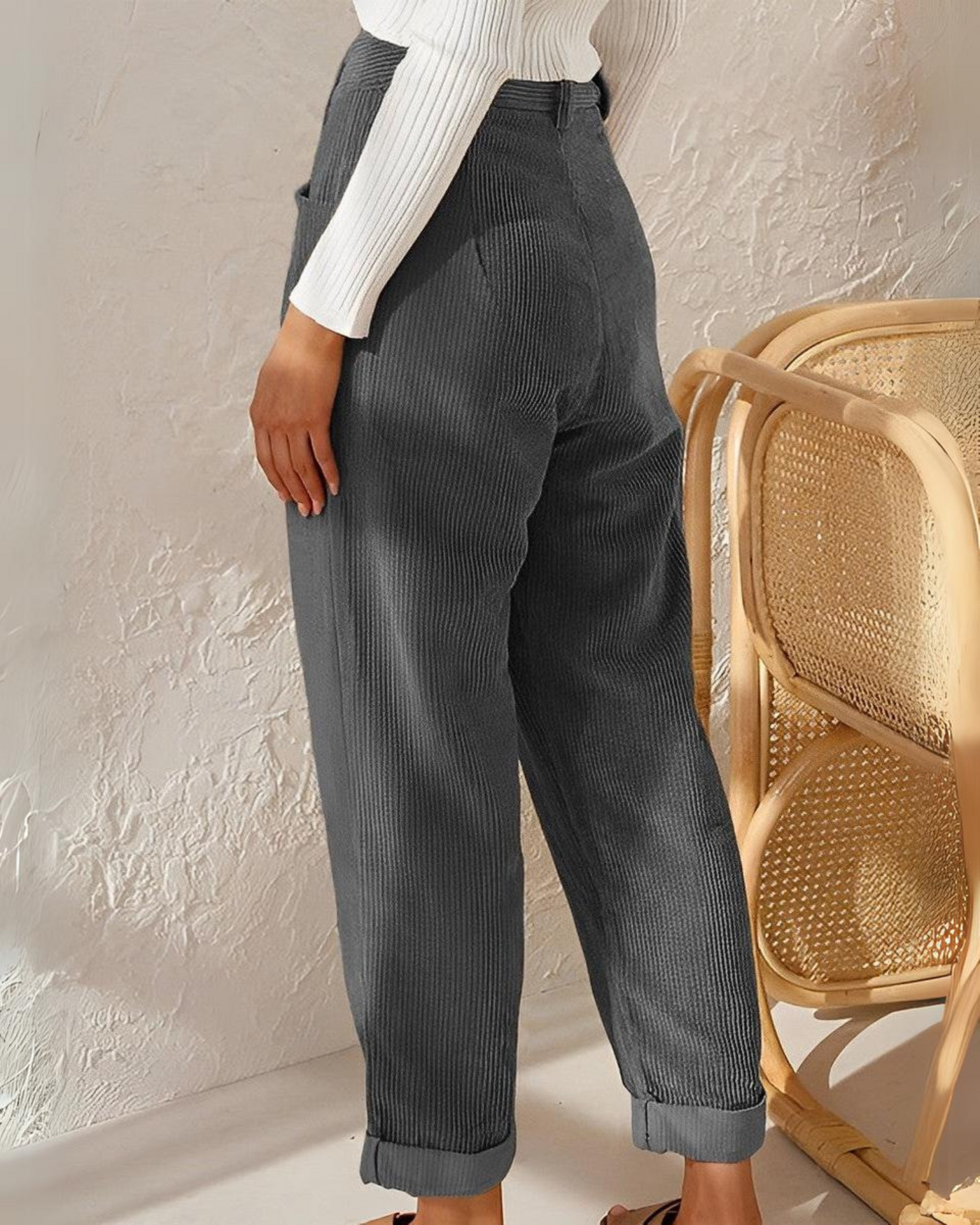 Shaniya™ | High-Waisted Corduroy Pants