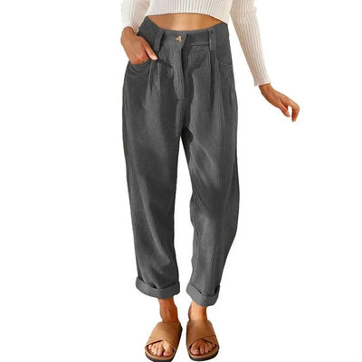 Shaniya™ | High-Waisted Corduroy Pants