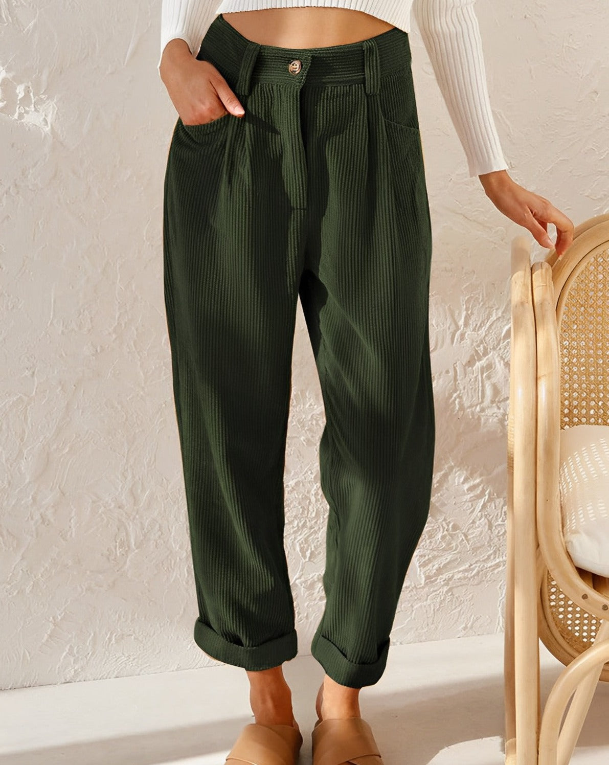 Shaniya™ | High-Waisted Corduroy Pants