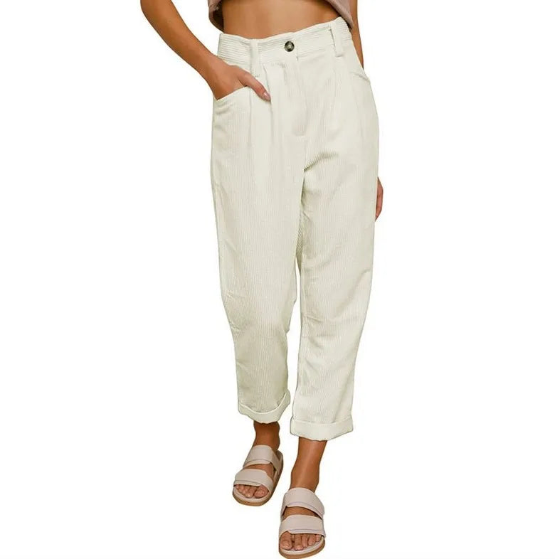 Shaniya™ | High-Waisted Corduroy Pants