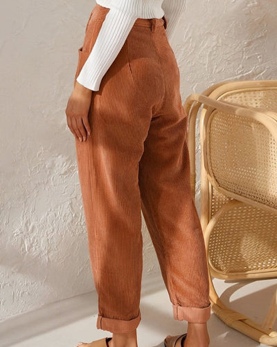 Shaniya™ | High-Waisted Corduroy Pants