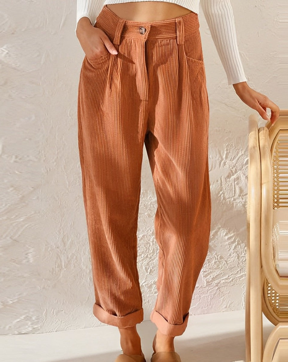 Shaniya™ | High-Waisted Corduroy Pants